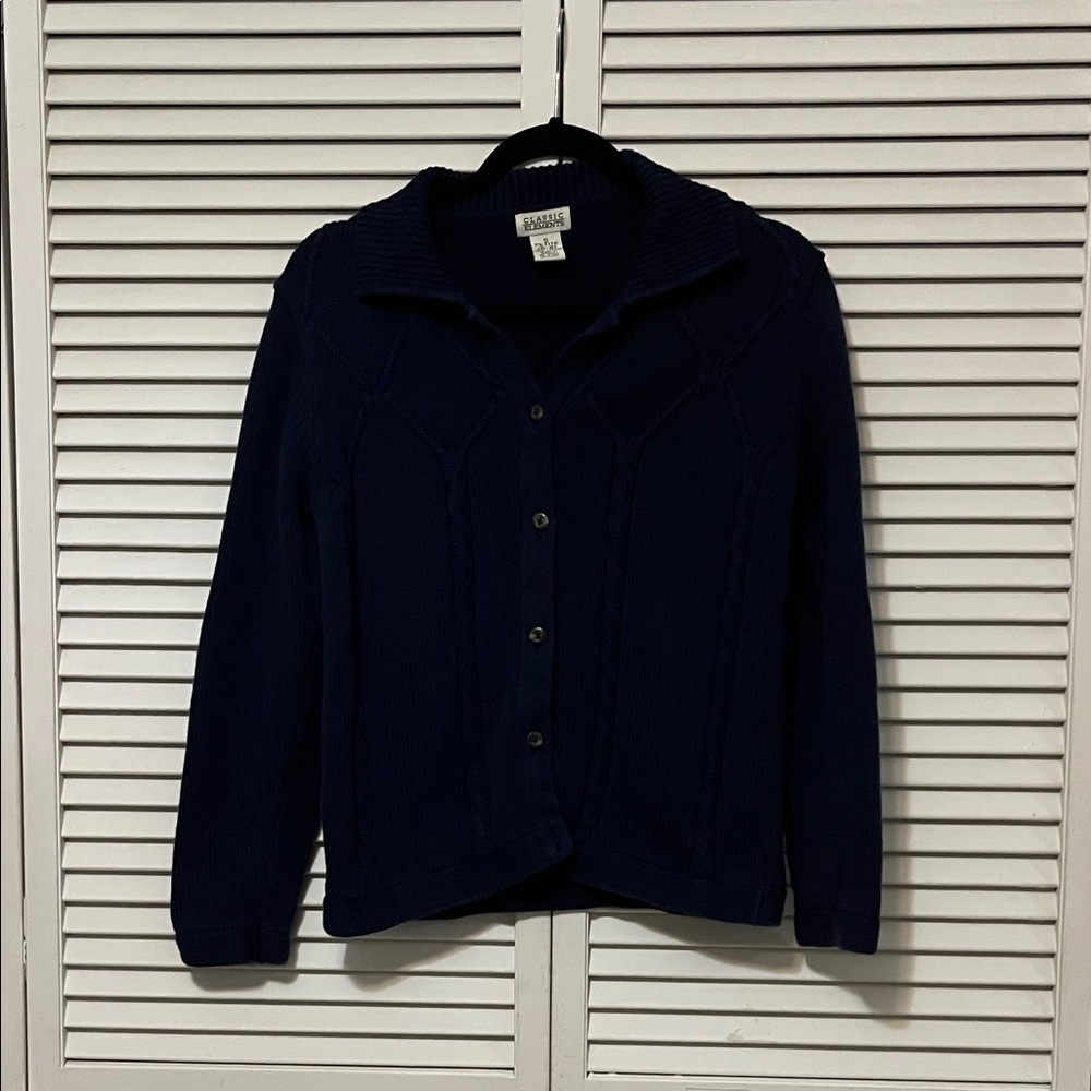 💙 VTG Classic Elements 100% Cotton Blue Knit Sweater